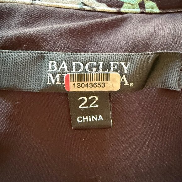 Badgley Mischka Size 22 Blue Green Floral Lace Trim Sleeve Collared Sheath Dress - Picture 3 of 16